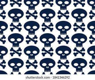 Black skulls seamless vector background, endless pattern with horror death sculls, stylish wallpaper of hard rock culture music fashion theme, gothic image.