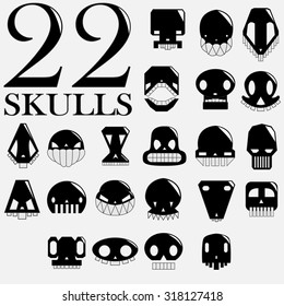 black skulls vector collection on black background
