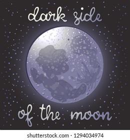 Black sky with large moon and lunar surface texture.