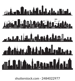 Black skyline city silhouette vector art illustration