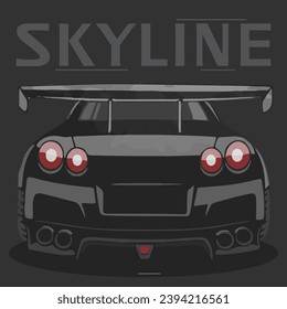 Black Skyline Trasero Car Jdm Stiker Vector Cool Japan Car gtr vehículo parachoques trasero