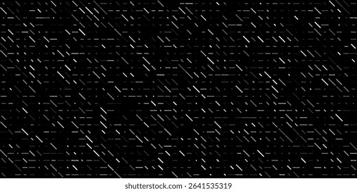 Black slant parallel dynamic random line elements in seamless background texture isolated on a white background. Minimalist abstract pattern with edit stroke. Geometric vector illustration