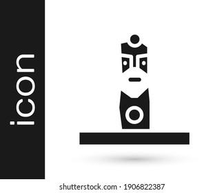 Black Slavic pagan idol icon isolated on white background. Antique ritual wooden idol.  Vector