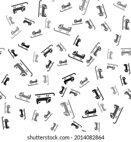 Black Sled icon isolated seamless pattern on white background. Winter mode of transport.  Vector