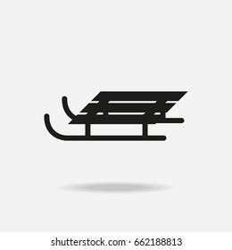 Black sledge on white background. Winter sports equipment. Vector illustration.