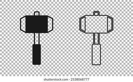 Black Sledgehammer icon isolated on transparent background.  Vector