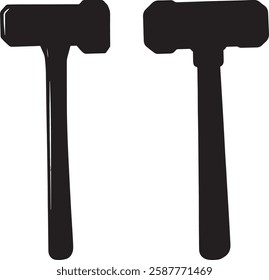 Black Sledgehammers Vector Illustration Isolated on White Background