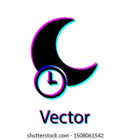 Black Sleeping moon icon isolated on white background.  Vector Illustration