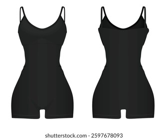 Black sleeveless jumpsuit. vector illustration