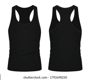 Black sleeveless t shirt. vector illustration