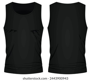 Black sleeveless t shirt. vector illustration