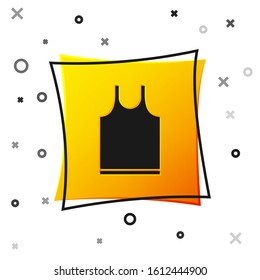 Black Sleeveless T-shirt icon isolated on white background. Yellow square button. Vector Illustration