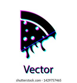 Black Slice of pizza icon isolated on white background. Vector Illustration