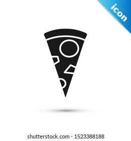 Black Slice of pizza icon isolated on white background.  Vector Illustration