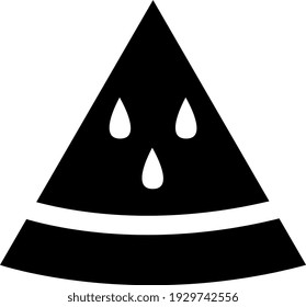 Black slice of watermelon, illustration, vector on white background.