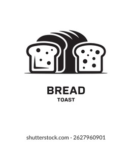 Pão Fatiado Preto, Pão Inteiro e Silhuetas de Torrada Clipart - Conjunto de Vetor de Alimentos Simples


