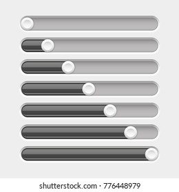 Black slider bar. Settings on control panel. Vector 3d illustration