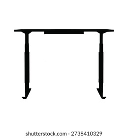 Black slim desk with two legs and a shelf