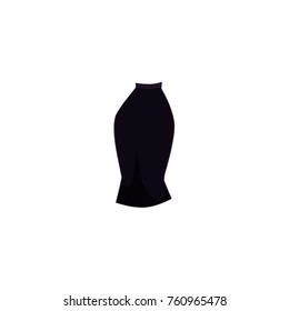 Black slim fit midi pencil skirt, cartoon vector illustration isolated on white background. Cartoon midi pencil skirt, trendy outfit, business suit element