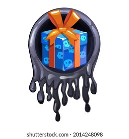 Black slime frame and gift icon for Halloween party.