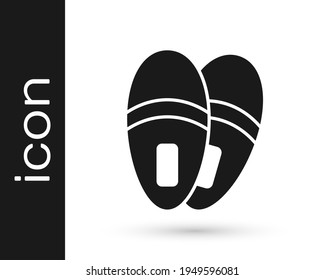 Black Slippers icon isolated on white background. Flip flops sign.  Vector