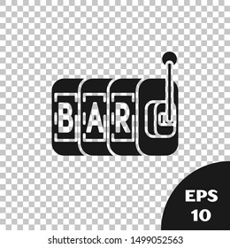 Black Slot machine icon isolated on transparent background.  Vector Illustration