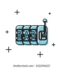 Black Slot machine icon isolated on white background.  Vector Illustration