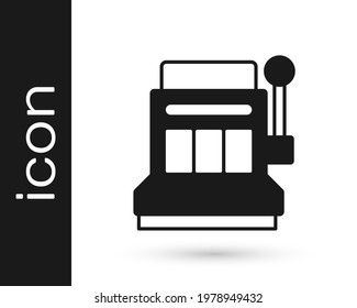 Black Slot machine icon isolated on white background.  Vector