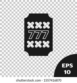 Black Slot machine with lucky sevens jackpot icon isolated on transparent background.  Vector Illustration