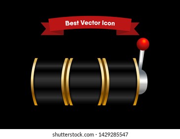 Black Slot Machine Slots Reel Spin Gambling Vector Illustration