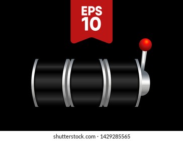 Black Slot Machine Slots Reel Spin Gambling Vector Illustration