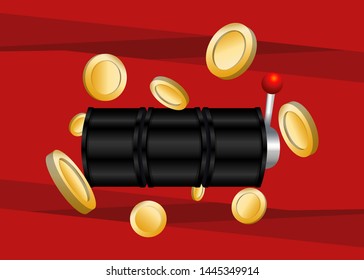 Black Slot Machine Slots Reel With Coins Jackpot Spin Gambling Vector Illustration