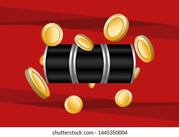Black Slot Machine Slots Reel With Coins Jackpot Spin Gambling Vector Illustration
