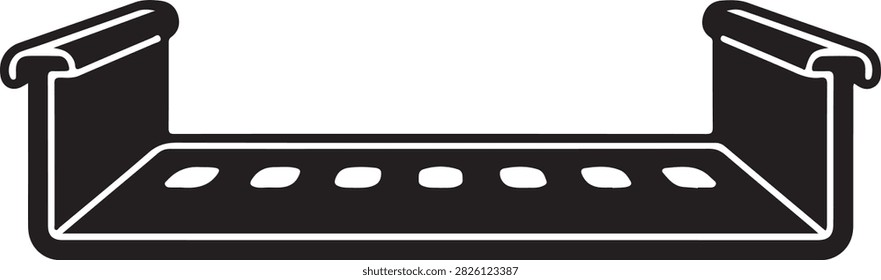 Black slotted channel strut profile icon for construction and industrial engineering design
