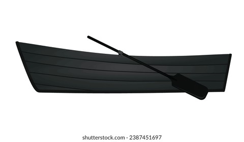 Black  small boat. vector illustration