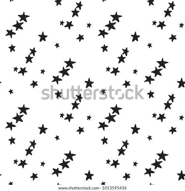 Black Small Little Stars Seamless Pattern Stock Vector Royalty Free