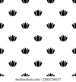 Black small plants flowers isolated on white background. Monochrome floral seamless pattern. Vector simple flat graphic illustration. Texture.