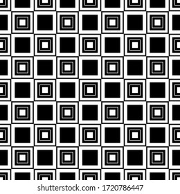 Pequeños cuadrados negros aislados en un fondo blanco.Patrón geométrico sin fisuras. Ilustración gráfica vectorial. Textura.