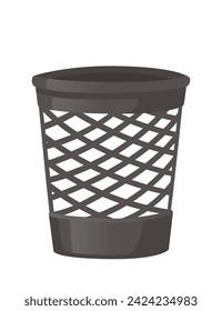 Black small trash can with net design vector illustration isolated on white background