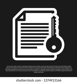 Black Smart contract icon isolated on black background. Blockchain technology, cryptocurrency mining, bitcoin, altcoins, digital money market. Vector Illustration
