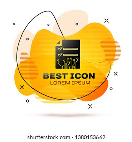 Black Smart contract icon isolated on white background. Blockchain technology, cryptocurrency mining, bitcoin, altcoins, digital money market. Fluid color banner. Vector Illustration