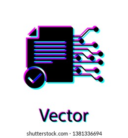 Black Smart contract icon isolated on white background. Blockchain technology, cryptocurrency mining, bitcoin, altcoins, digital money market. Vector Illustration