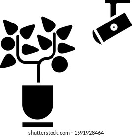 Black Smart farming technology - farm automation system in app icon isolated on white background.  Vector Illustration
