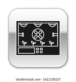 Black Smart farming technology - farm automation system icon isolated on white background. Silver square button. Vector Illustration