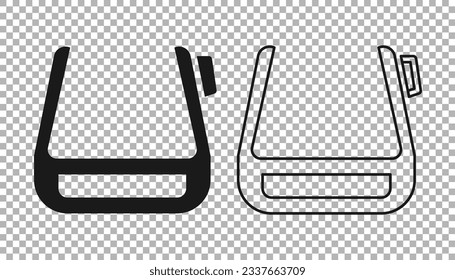 Black Smart glasses mounted on spectacles icon isolated on transparent background. Wearable electronics smart glasses with camera and display.  Vector