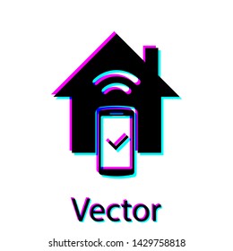 Black Smart home - remote control system icon isolated on white background. Vector Illustration