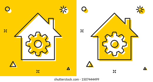 Black Smart home settings icon isolated on yellow and white background. Remote control. Random dynamic shapes. Vector Illustration