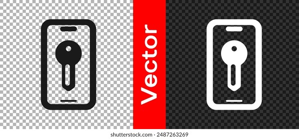 Black Smart key icon isolated on transparent background.  Vector