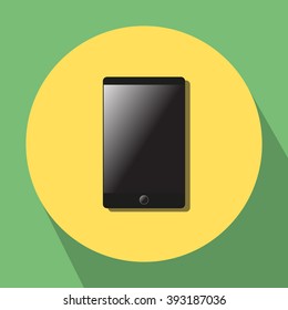 black smart phablet on yellow-green background 