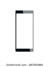 Black Smart Phone Front View Isolated on White